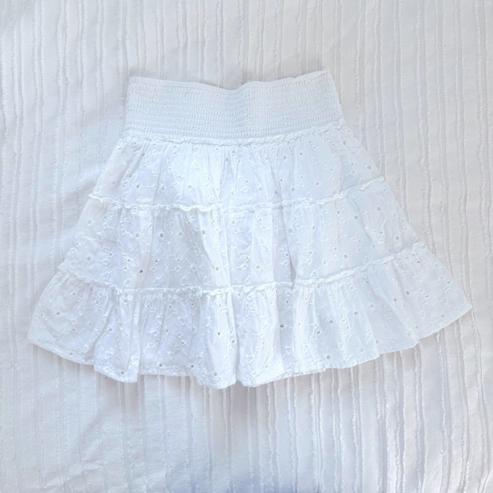 American Eagle White Eyelet Smocked Mini Skirt Size XS